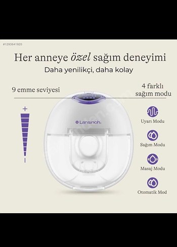 Lansinoh tek kablosuz Göğüs Pompası Mor - Görsel 5