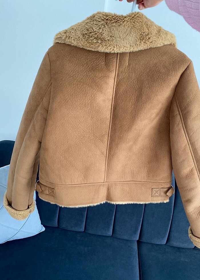 Stradivarius taba biker ceket - Görsel 4