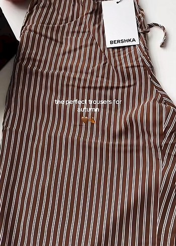 Bershka Kadın Kahverengi Çizgili Pantolon