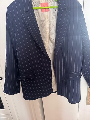 Quzu Çizgili Blazer Ceket