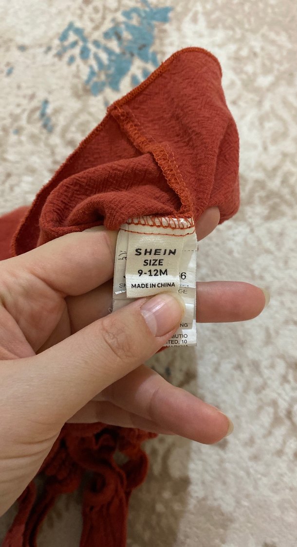 Kız Çocuk Kırmızı Fırfırlı Pamuklu Elbise - Görsel 2