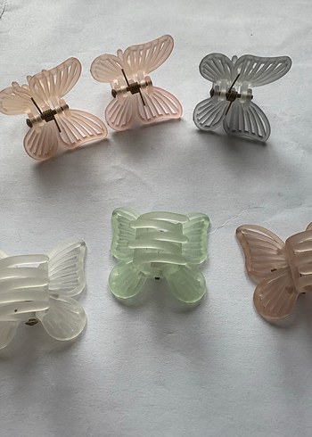 Şeffaf Pastel Renkli Kelebek Toka Seti - Görsel 2