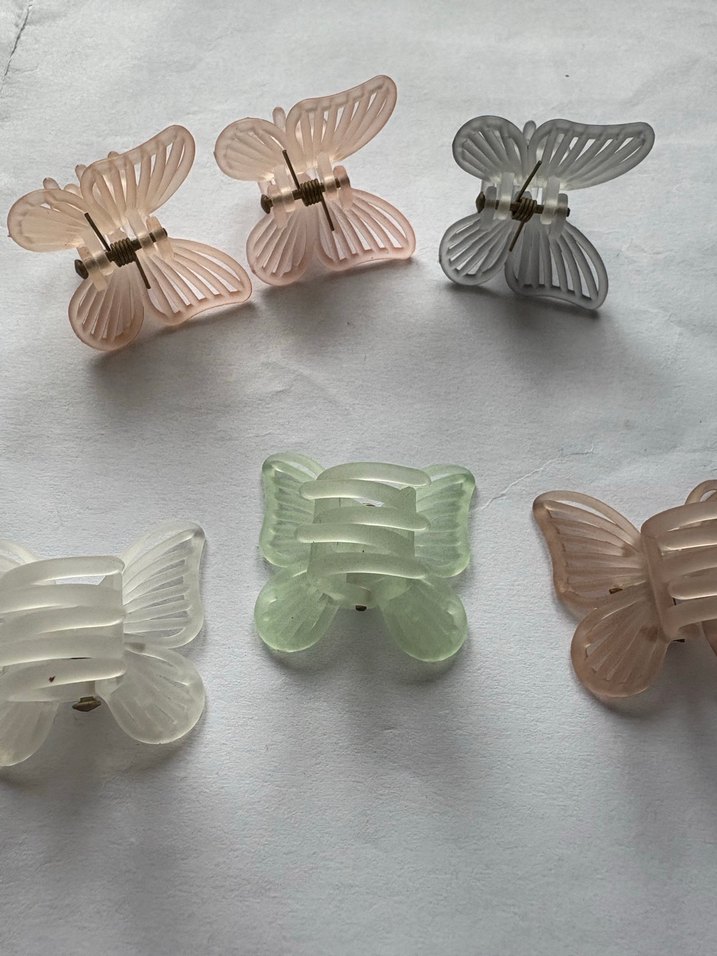 Şeffaf Pastel Renkli Kelebek Toka Seti - Görsel 2