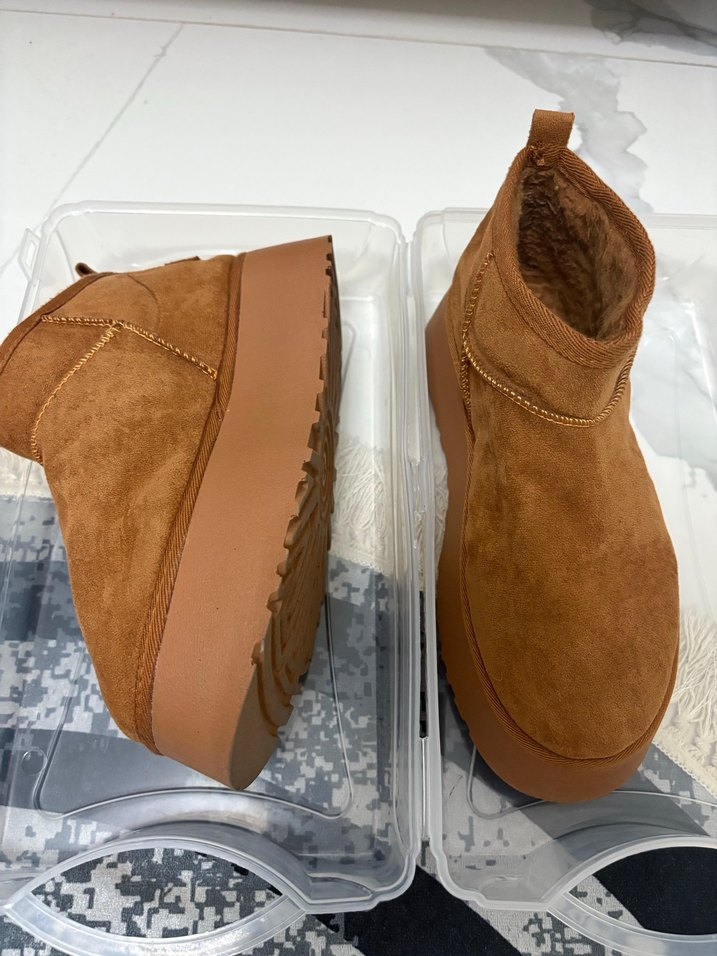Kahverengi Süet Kürklü Dolgu Topuk Bot - Görsel 3