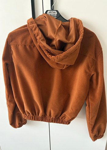 Kadın Kahverengi Kapüşonlu Ceket - Görsel 4