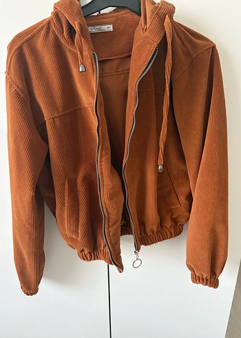 Kadın Kahverengi Kapüşonlu Ceket - Görsel 2