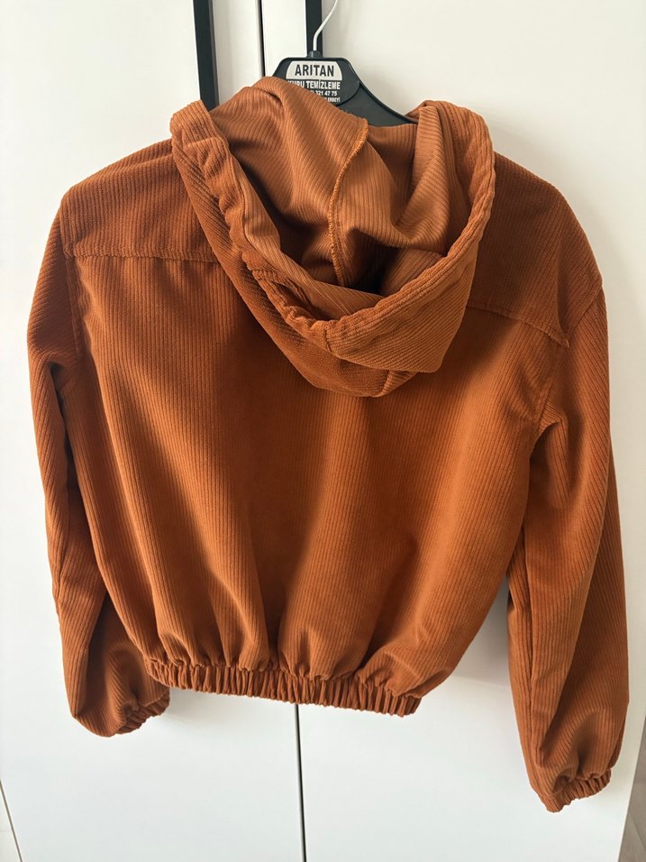 Kadın Kahverengi Kapüşonlu Ceket - Görsel 4
