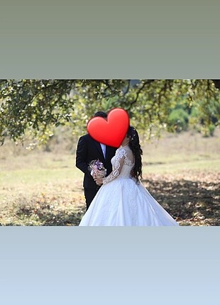 diğer Beden beyaz Renk Kabarık Pul,inci detaylı gelinlik