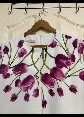 Mor Çiçek Desenli Uzun Kollu Kadın Bluz - Görsel 2