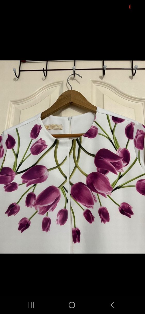 Mor Çiçek Desenli Uzun Kollu Kadın Bluz - Görsel 2