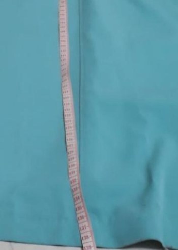 Uzun Turkuaz Düğmeli Kadın pardesü - Görsel 4