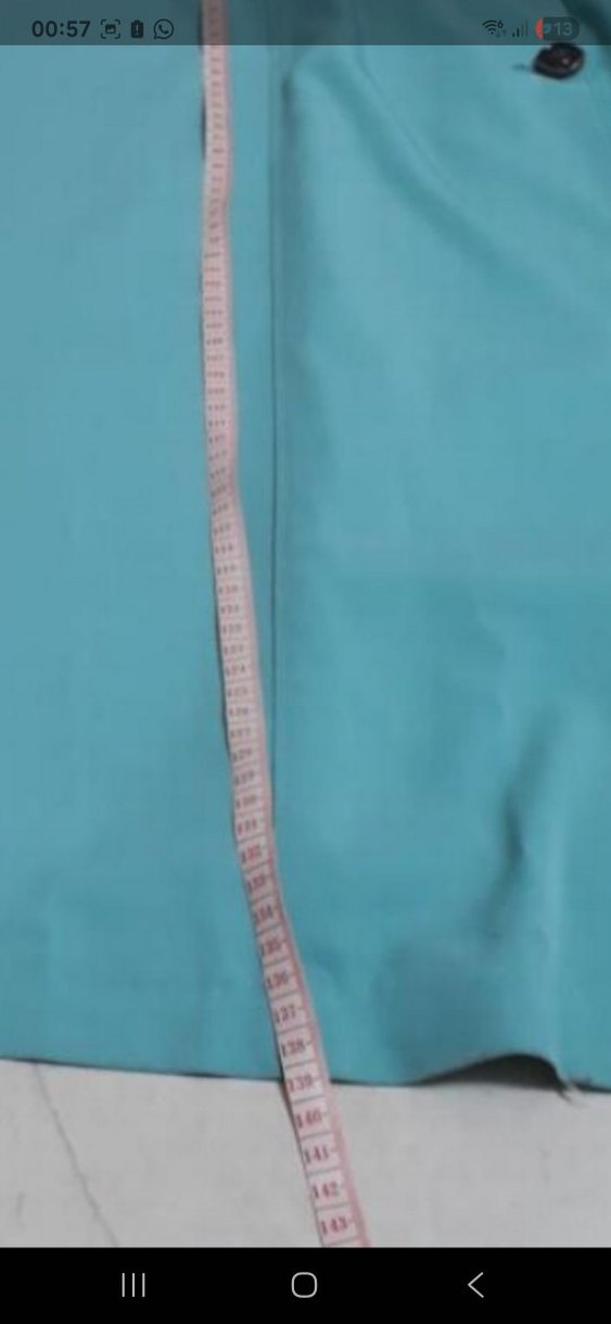 Uzun Turkuaz Düğmeli Kadın pardesü - Görsel 4