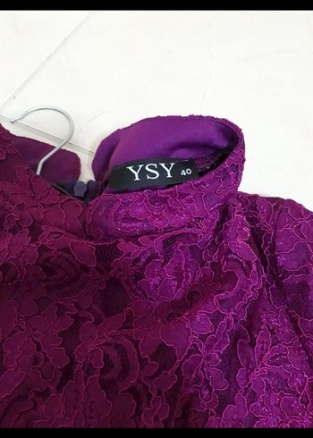 Dantel Detaylı Uzun fuşya Elbise - Görsel 5