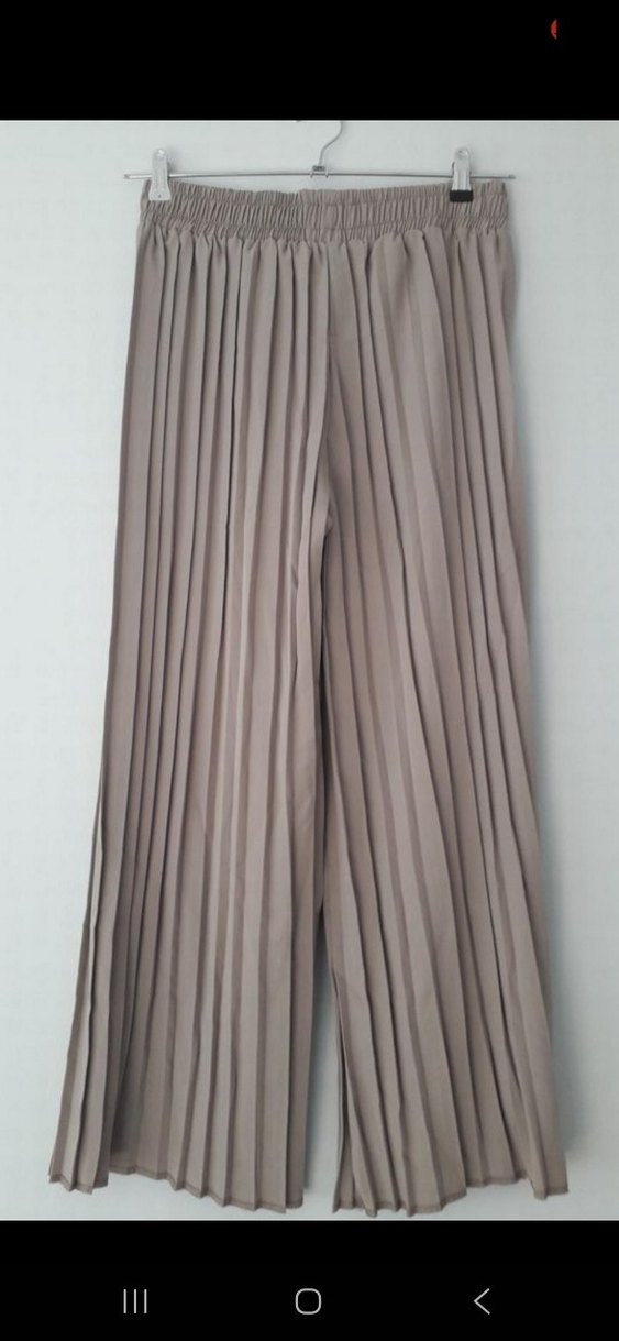 Gri Pliseli Kadın Kumaş Pantolon - Görsel 3