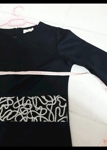 Siyah Uzun Kollu Şık Elbise - Görsel 3