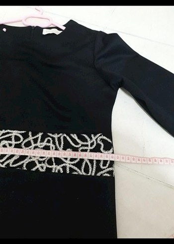 Siyah Uzun Kollu Şık Elbise - Görsel 2