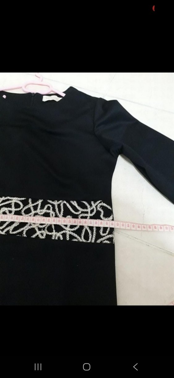 Siyah Uzun Kollu Şık Elbise - Görsel 2