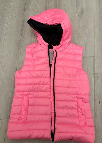 Kız Çocuk Pembe Kapüşonlu Şişme Yelek - Görsel 2