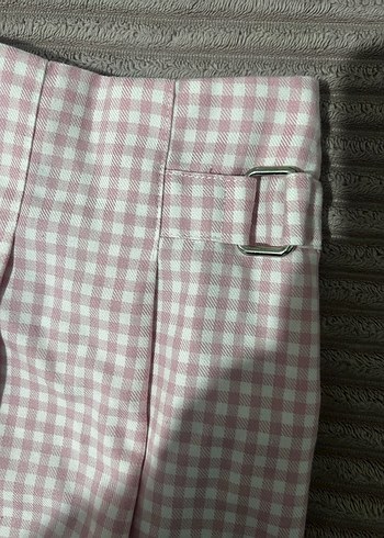 Pembe Pileli Midi Ekose Etek - Görsel 2