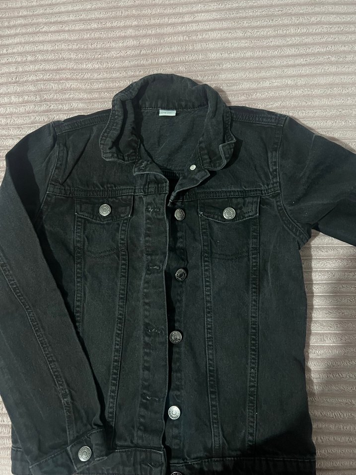 Düğmeli Siyah çocuk Denim Ceket - Görsel 4