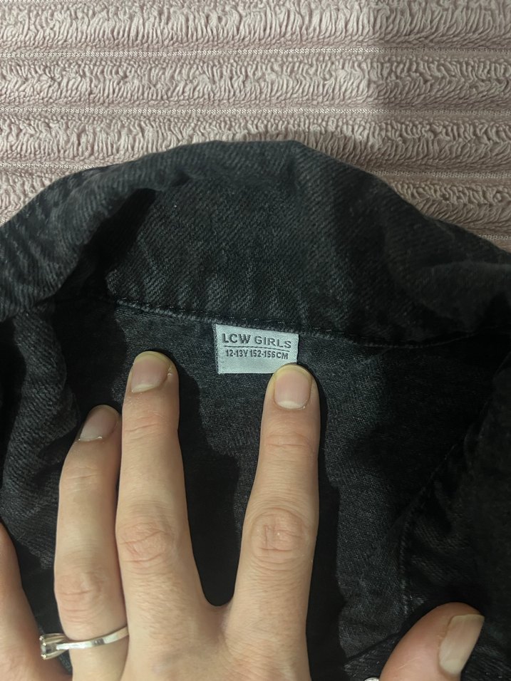 Düğmeli Siyah çocuk Denim Ceket - Görsel 2