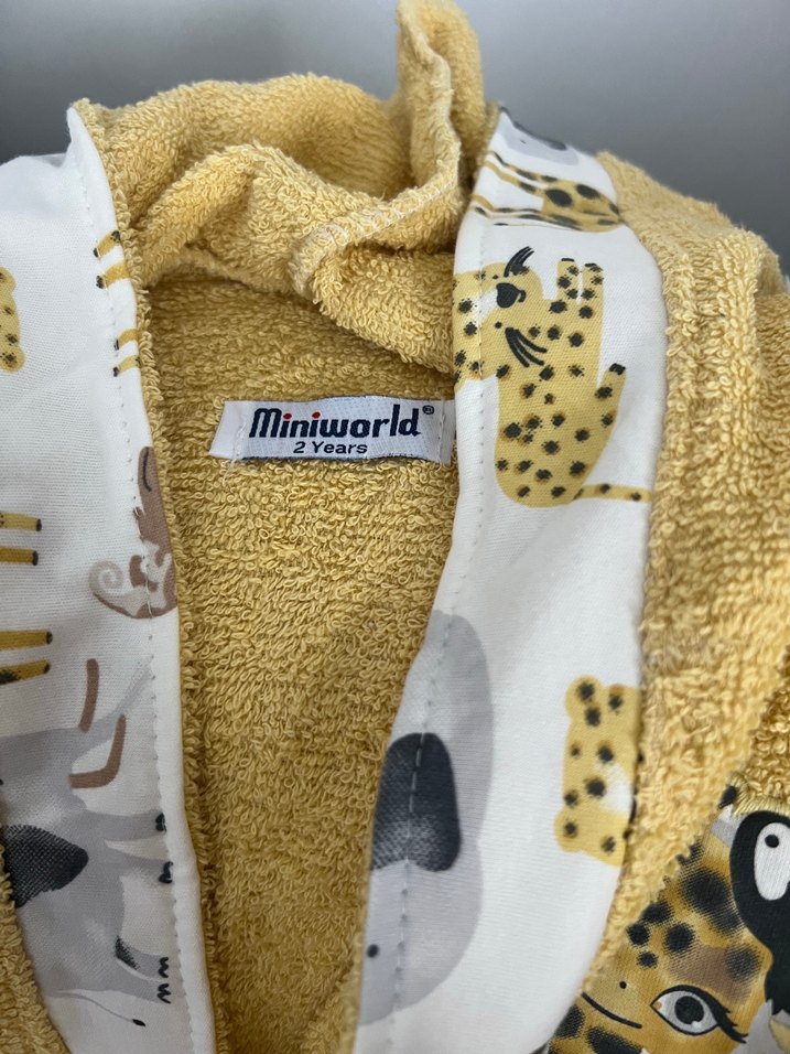 Kapüşonlu Leopar Desenli Çocuk Bornoz - Görsel 2