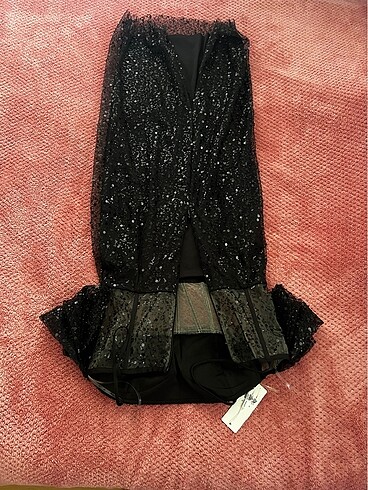 Balenli elbise siyah pullu - Görsel 3