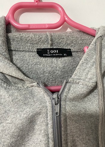 Gri Fermuarlı Oversize Sweatshirt - Görsel 4