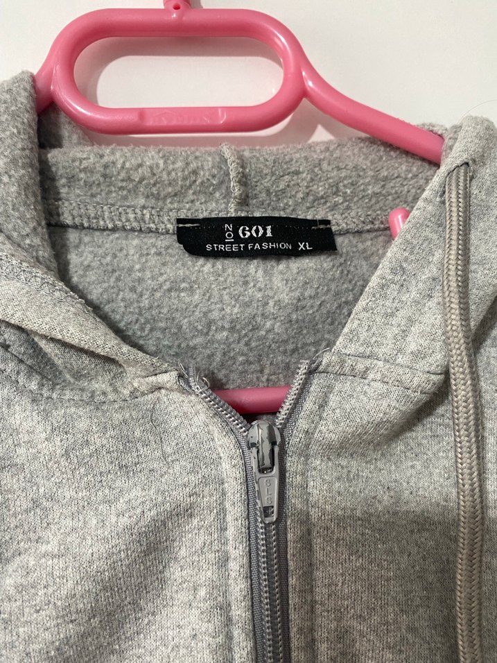 Gri Fermuarlı Oversize Sweatshirt - Görsel 4