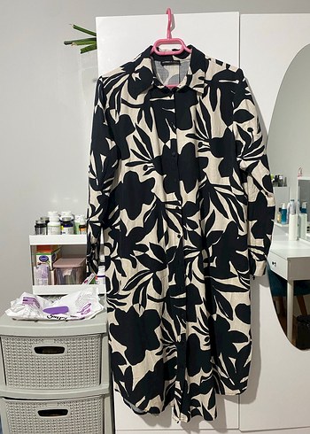 Siyah Beyaz Uzun tesettür tunik/gömlek - Görsel 2