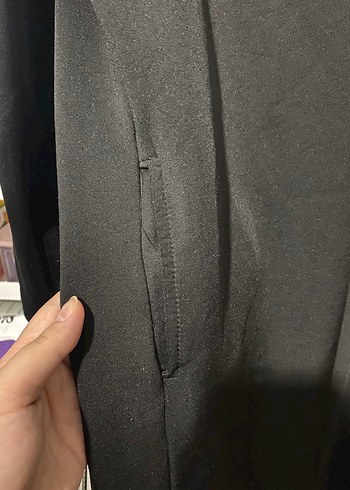 Siyah Payet Detaylı Uzun Kadın Kapüşonlu ceket/hırka - Görsel 4