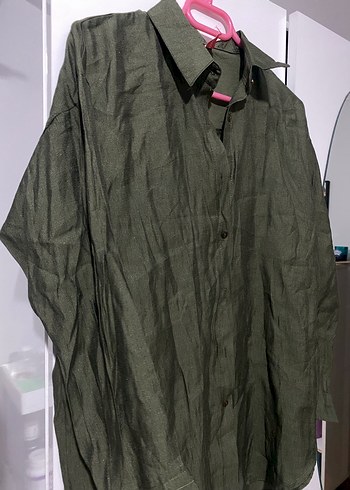 Kadın Haki Uzun Kollu Gömlek - Görsel 3