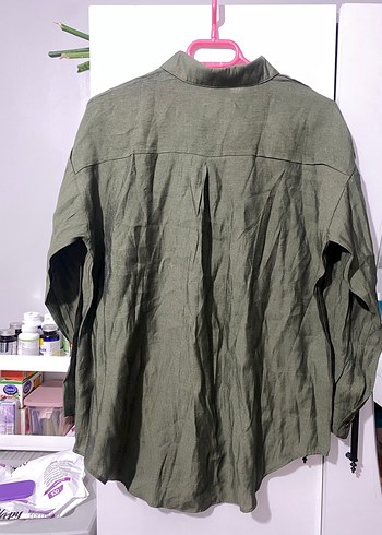 Kadın Haki Uzun Kollu Gömlek - Görsel 4