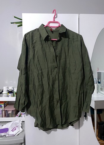 Kadın Haki Uzun Kollu Gömlek - Görsel 2