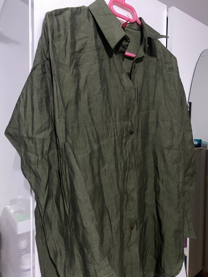 Kadın Haki  Uzun Kollu Gömlek - Görsel 3