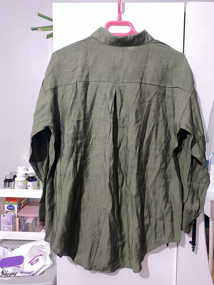 Kadın Haki  Uzun Kollu Gömlek - Görsel 4