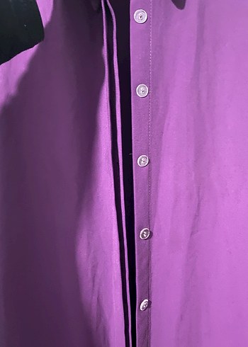 Mor Düğmeli Midi Tunik Gömlek - Görsel 7