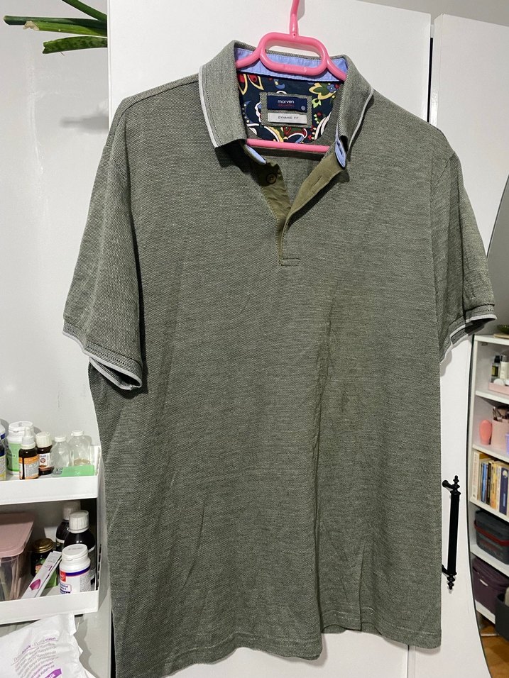 Su yeşili Kısa Kollu Polo Tişört - Görsel 4