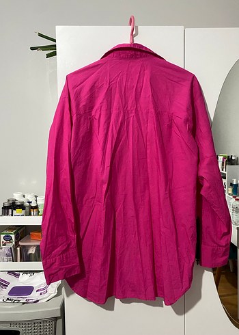 Pembe Düğmeli Keten Gömlek - Görsel 5