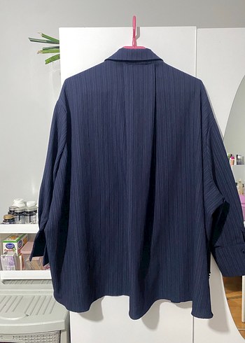 Kadın Lacivert Piliseli Keten Gömlek - Görsel 5