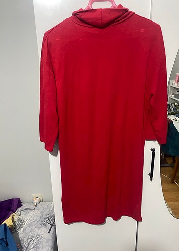 Kırmızı Yüksek Yakalı Midi Triko Elbise - Görsel 5