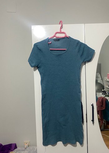 Mavi Mini Basic Elbisesi - Görsel 2