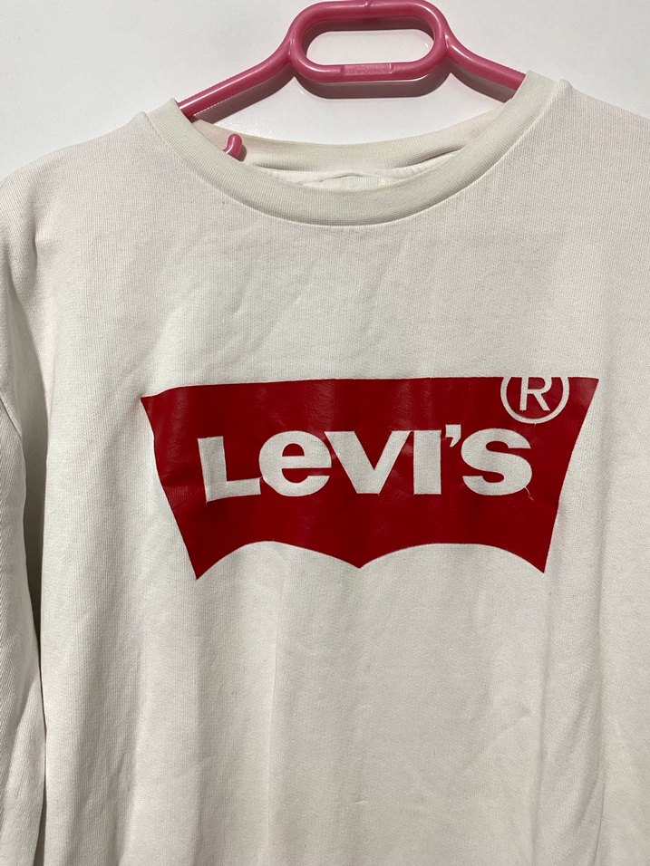 Levis Beyaz Kadın Sweatshirt Velcro Detaylı - Görsel 3