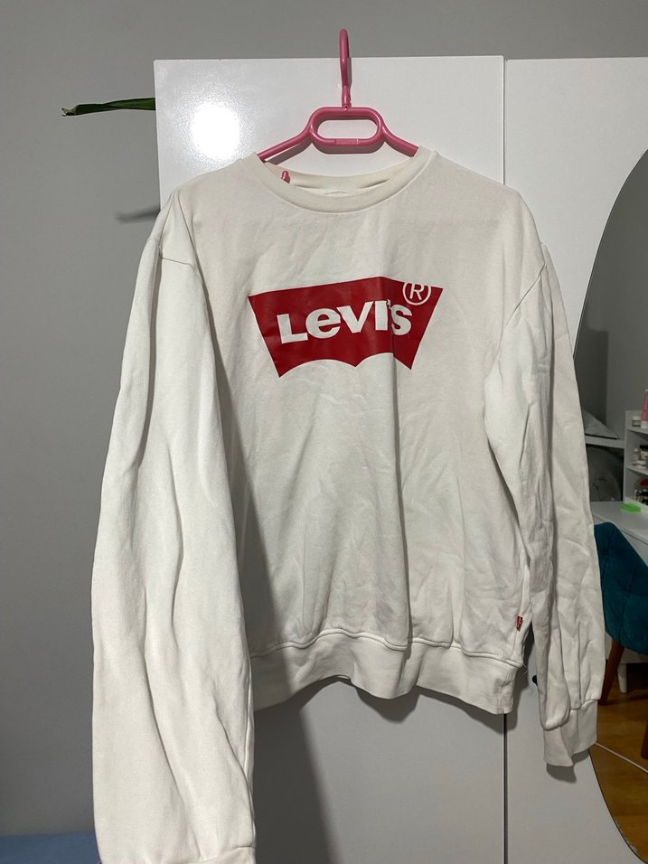 Levis Beyaz Kadın Sweatshirt Velcro Detaylı - Görsel 2