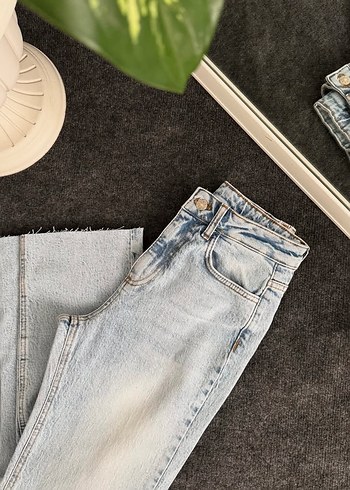 34 Beden Mavi Batik Desenli Midi Boy Kadın Jean