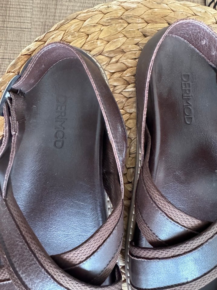 Kahverengi Deri erkek Sandalet - Görsel 2