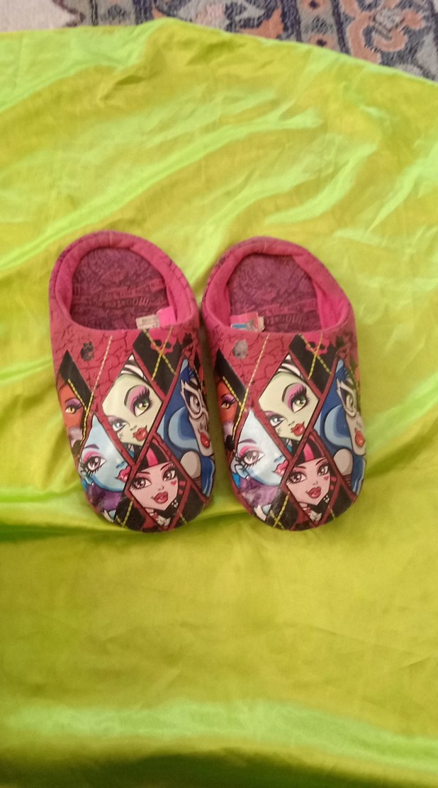 Renkli Pop Kültür Kız Çocuk Terliği Velcro 33 34 - Görsel 3