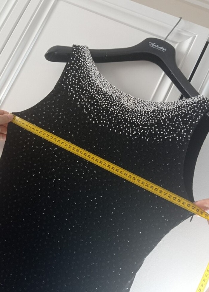 alfabeta taşlı siyah abiye parlayan elbise sırtı açık  - Görsel 5