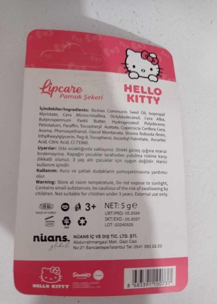 hello kitty lip balm pamuk şeker  - Görsel 2