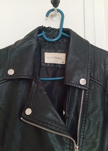 Siyah Kadın Biker Deri Ceket - Görsel 2